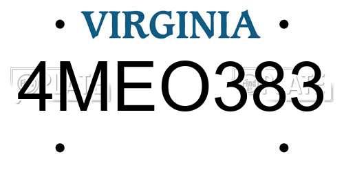 4MEO383 Virginia License Plate