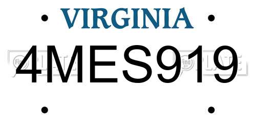 4MES919 Virginia License Plate