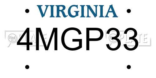 4MGP33 Virginia License Plate