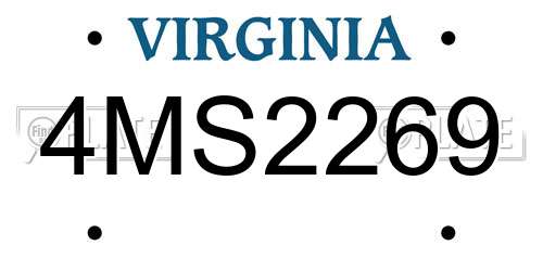 4MS2269 Virginia License Plate