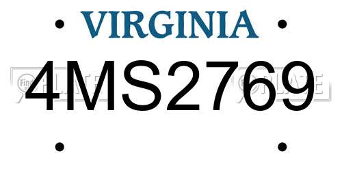 4MS2769 Virginia License Plate