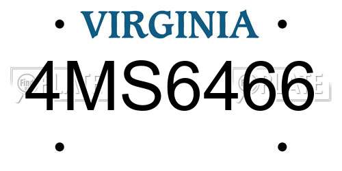 4MS6466 Virginia License Plate