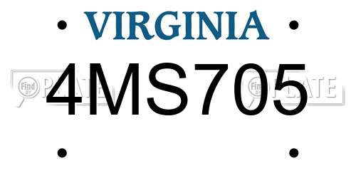 4MS705 Virginia License Plate