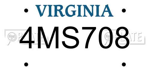 4MS708 Virginia License Plate