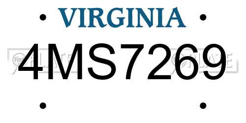 4MS7269 Virginia License Plate