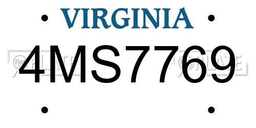 4MS7769 Virginia License Plate