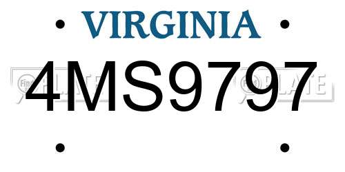 4MS9797 Virginia License Plate