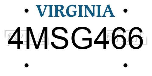 4MSG466 Virginia License Plate