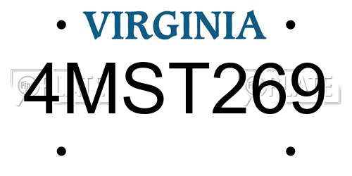 4MST269 Virginia License Plate