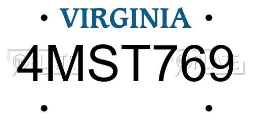 4MST769 Virginia License Plate