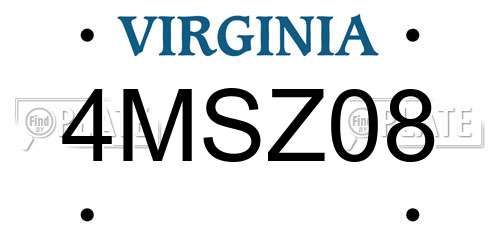4MSZ08 Virginia License Plate