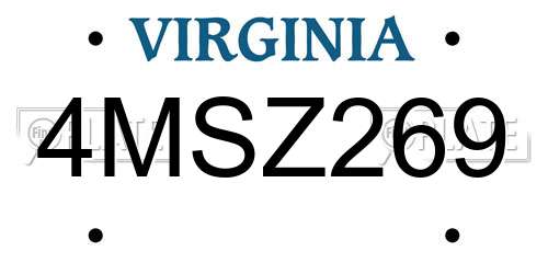 4MSZ269 Virginia License Plate