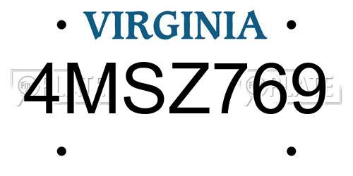 4MSZ769 Virginia License Plate