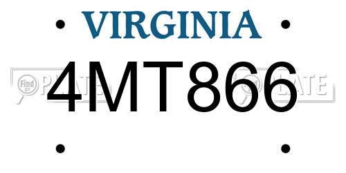 4MT866 Virginia License Plate