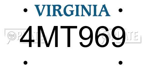 4MT969 Virginia License Plate