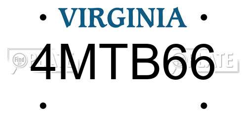 4MTB66 Virginia License Plate