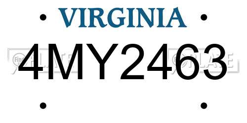 4MY2463 Virginia License Plate