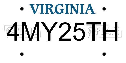 4MY25TH Virginia License Plate