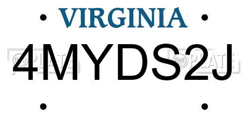 4MYDS2J Virginia License Plate