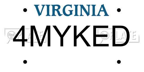 4MYKED Virginia License Plate