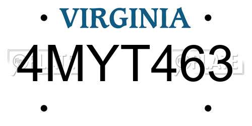 4MYT463 Virginia License Plate