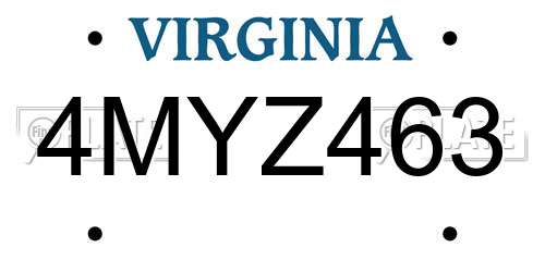 4MYZ463 Virginia License Plate