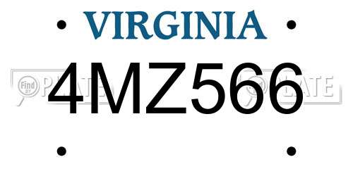 4MZ566 Virginia License Plate