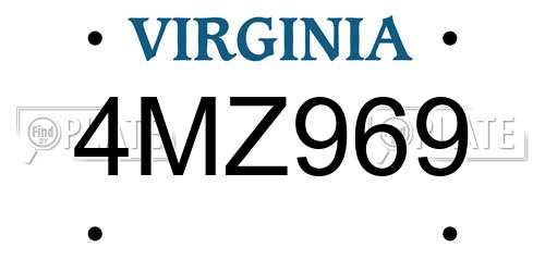 4MZ969 Virginia License Plate