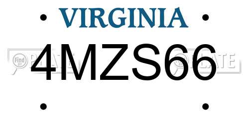 4MZS66 Virginia License Plate
