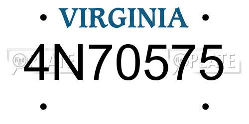 4N70575 Virginia License Plate