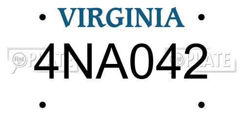 4NA042 Virginia License Plate