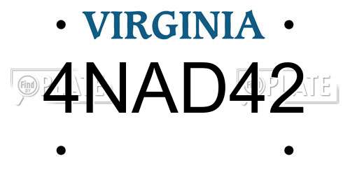 4NAD42 Virginia License Plate