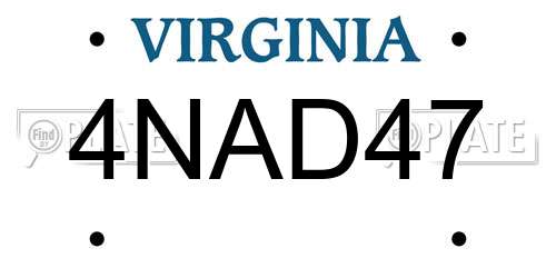 4NAD47 Virginia License Plate