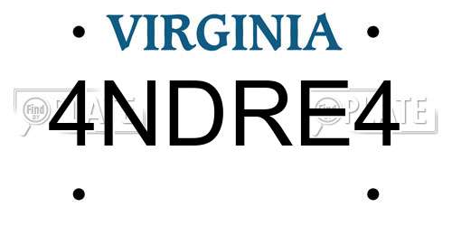 4NDRE4 Virginia License Plate