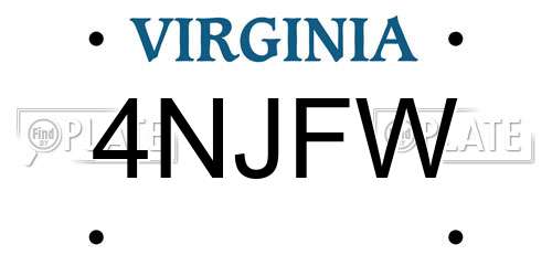4NJFW Virginia License Plate