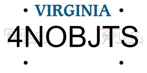 4NOBJTS Virginia License Plate