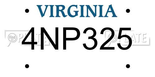 4NP325 Virginia License Plate