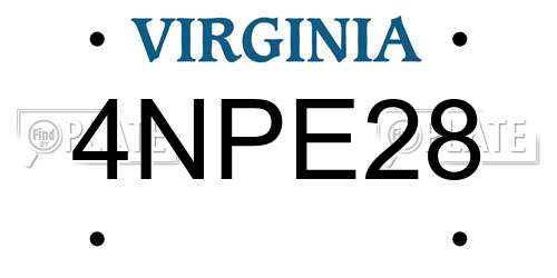 4NPE28 Virginia License Plate