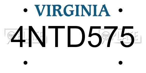 4NTD575 Virginia License Plate