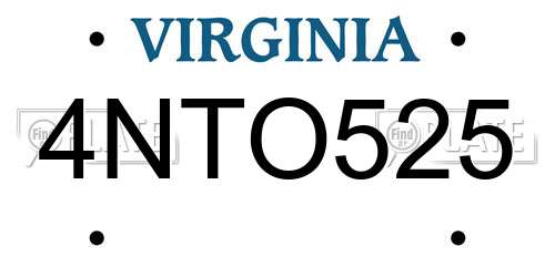 4NTO525 Virginia License Plate