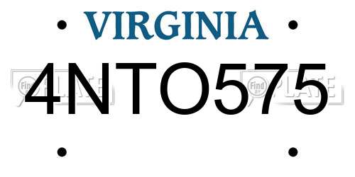 4NTO575 Virginia License Plate