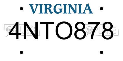 4NTO878 Virginia License Plate