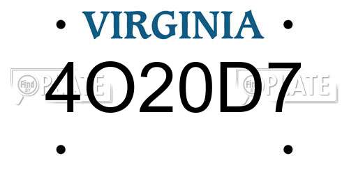 4O20D7 Virginia License Plate