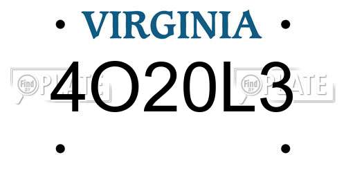 4O20L3 Virginia License Plate