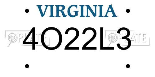 4O22L3 Virginia License Plate