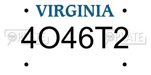 4O46T2 Virginia License Plate