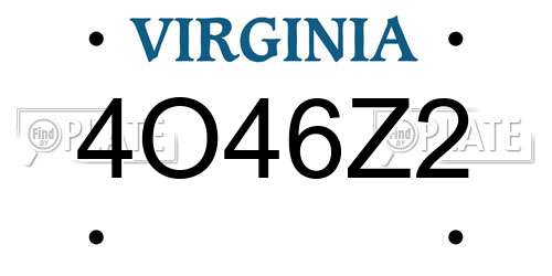 4O46Z2 Virginia License Plate