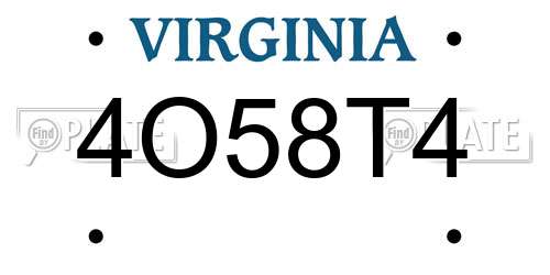 4O58T4 Virginia License Plate