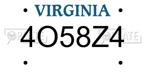 4O58Z4 Virginia License Plate