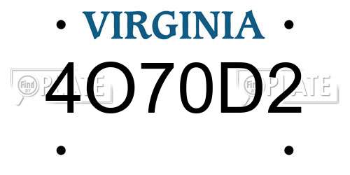 4O70D2 Virginia License Plate